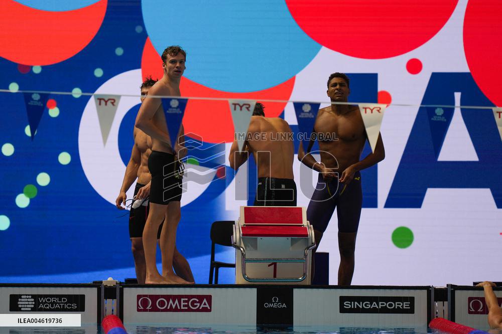 4x100m Medley Relay - Team France Wins Silver At 2025 World Aquatics Championships - Singapore