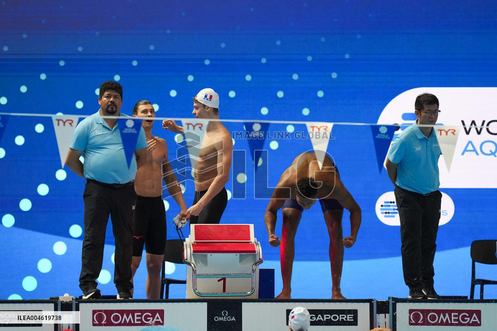 4x100m Medley Relay - Team France Wins Silver At 2025 World Aquatics Championships - Singapore