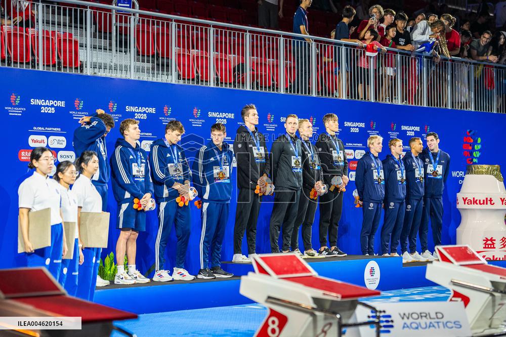4x100m Medley Relay - Team France Wins Silver At 2025 World Aquatics Championships - Singapore
