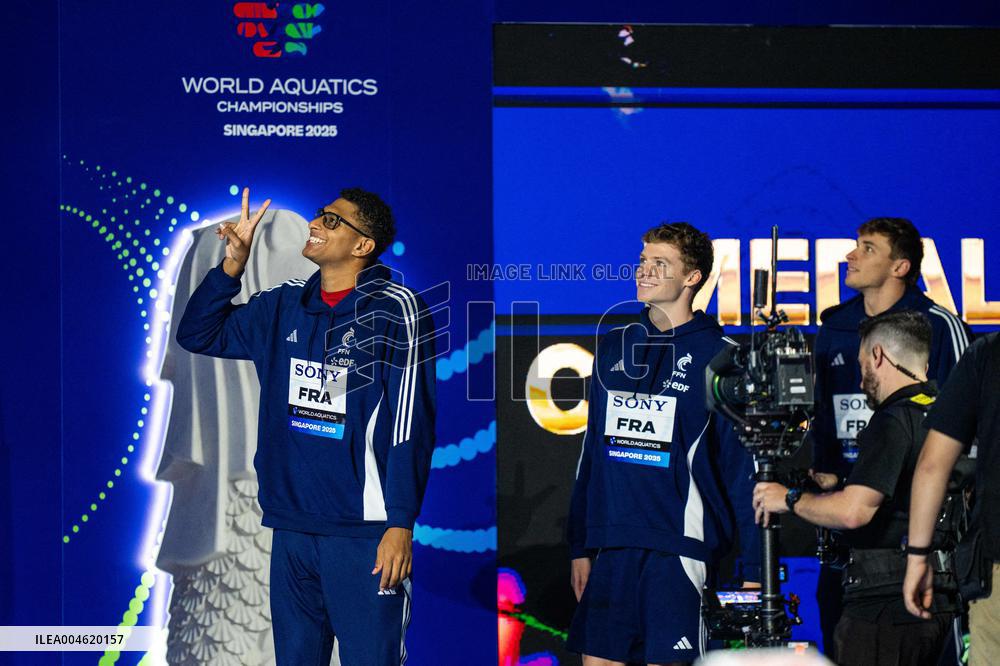 4x100m Medley Relay - Team France Wins Silver At 2025 World Aquatics Championships - Singapore