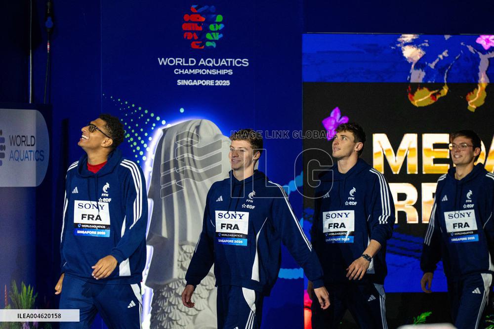 4x100m Medley Relay - Team France Wins Silver At 2025 World Aquatics Championships - Singapore