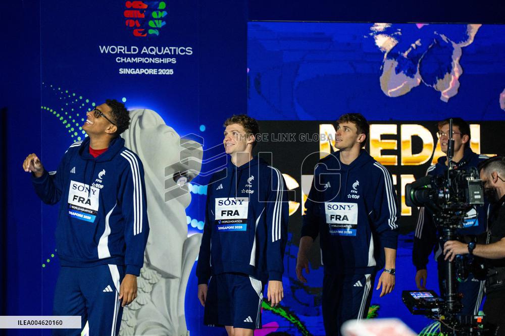 4x100m Medley Relay - Team France Wins Silver At 2025 World Aquatics Championships - Singapore