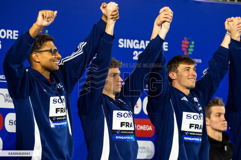 4x100m Medley Relay - Team France Wins Silver At 2025 World Aquatics Championships - Singapore