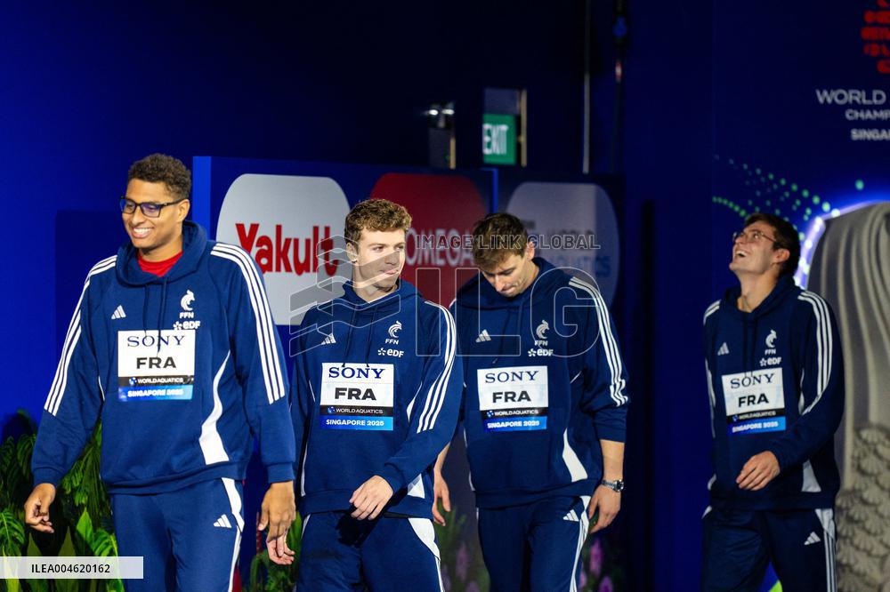 4x100m Medley Relay - Team France Wins Silver At 2025 World Aquatics Championships - Singapore