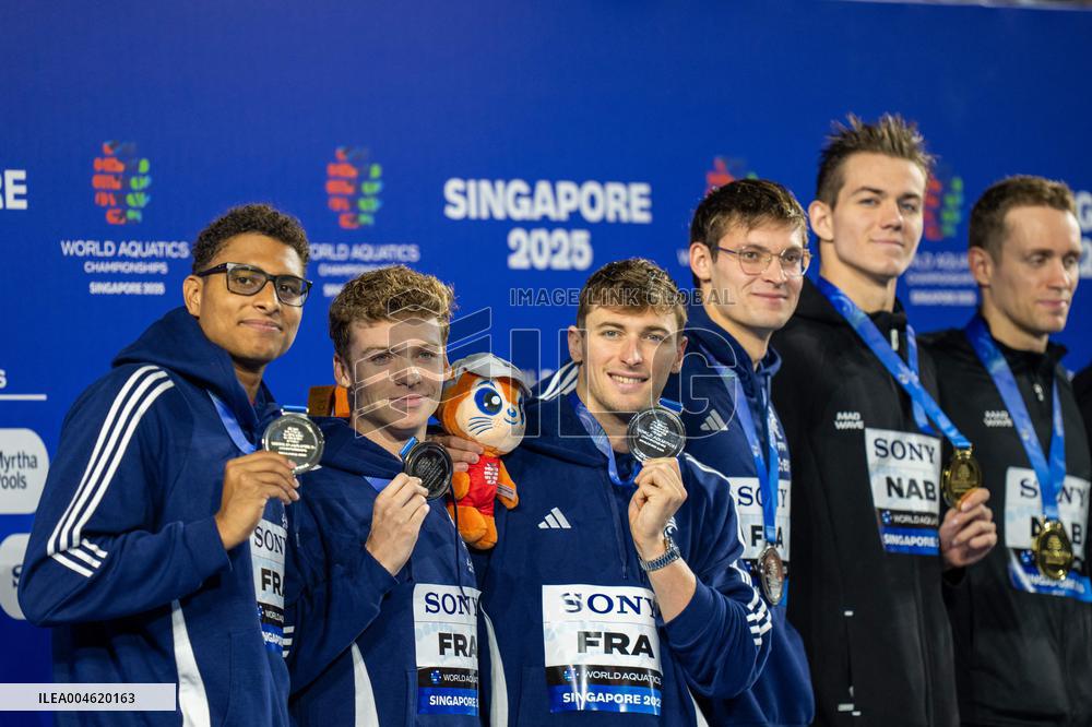 4x100m Medley Relay - Team France Wins Silver At 2025 World Aquatics Championships - Singapore
