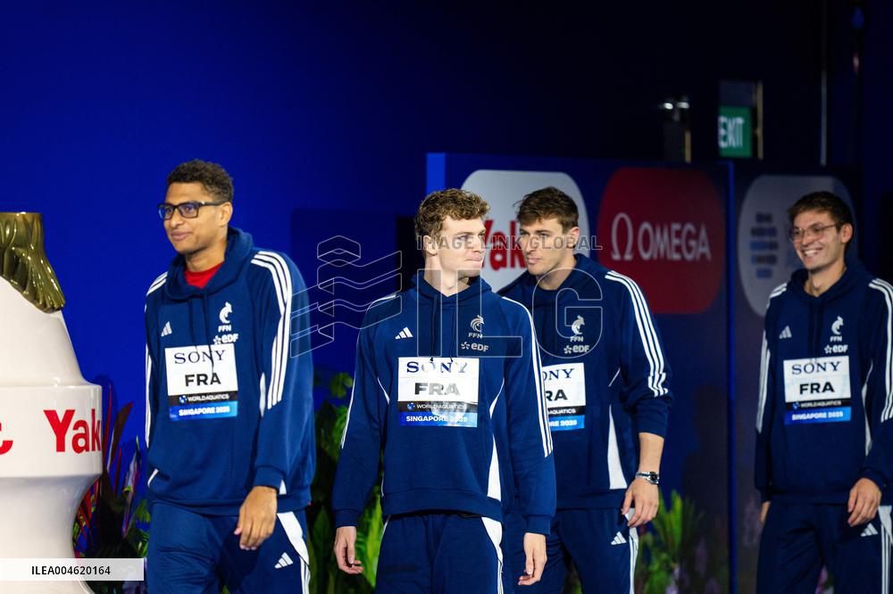 4x100m Medley Relay - Team France Wins Silver At 2025 World Aquatics Championships - Singapore
