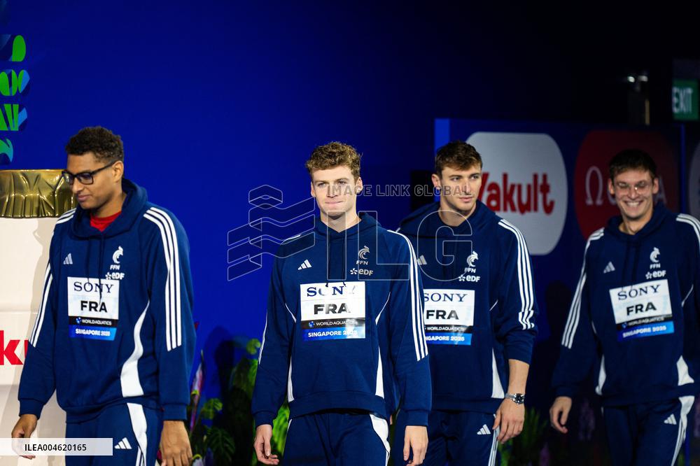 4x100m Medley Relay - Team France Wins Silver At 2025 World Aquatics Championships - Singapore