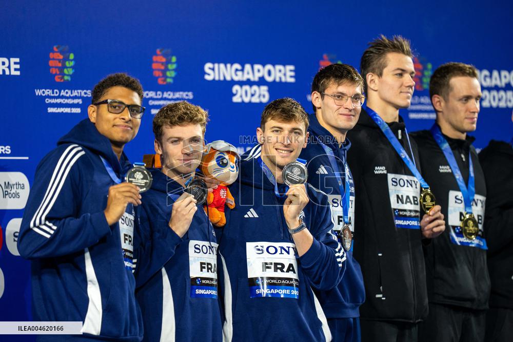 4x100m Medley Relay - Team France Wins Silver At 2025 World Aquatics Championships - Singapore