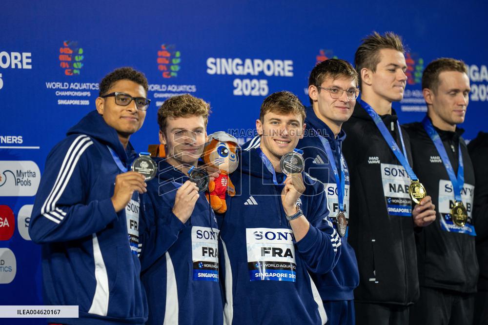 4x100m Medley Relay - Team France Wins Silver At 2025 World Aquatics Championships - Singapore