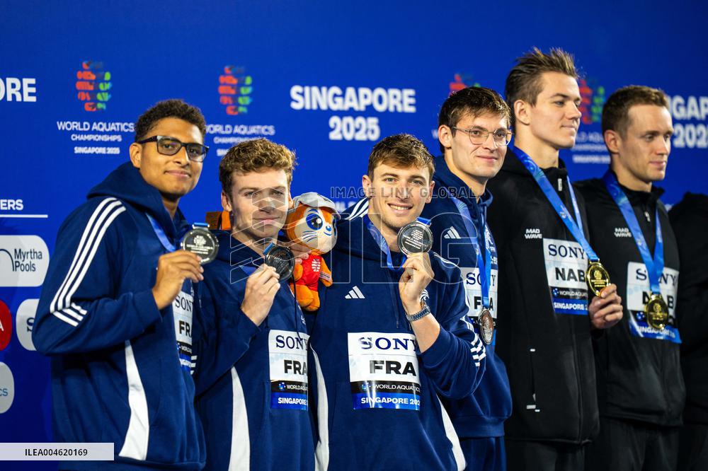 4x100m Medley Relay - Team France Wins Silver At 2025 World Aquatics Championships - Singapore