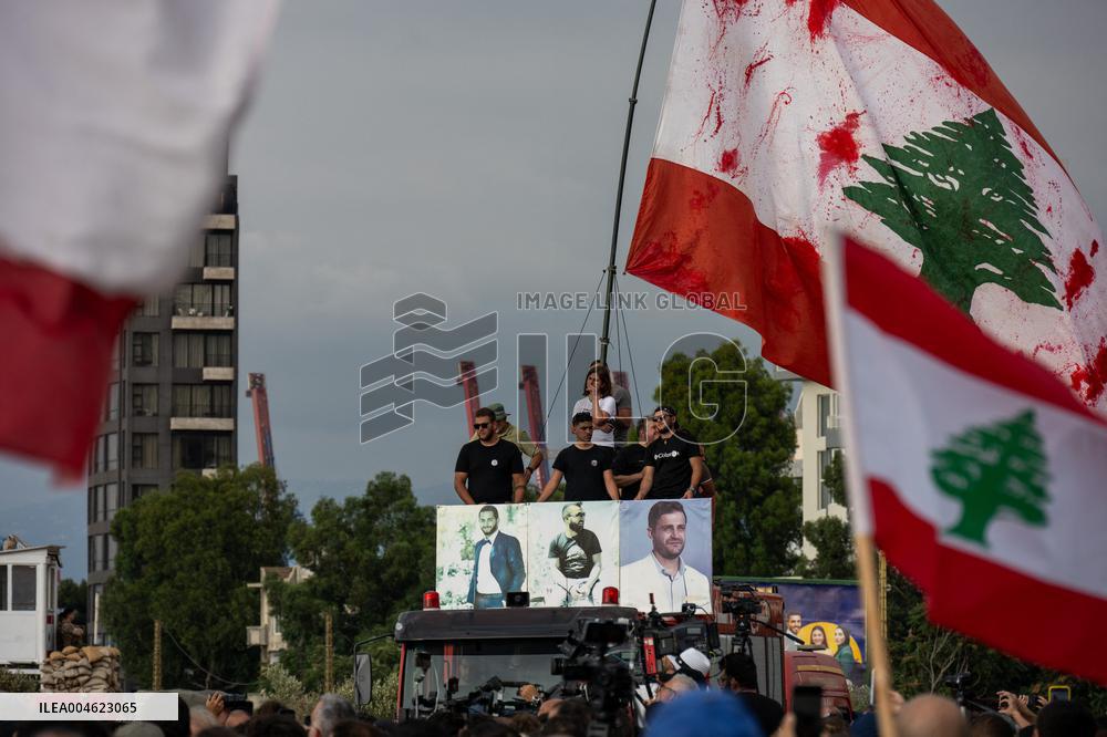Protesters and Victims Families Mark 5th Anniversary of Port Blast - Beirut