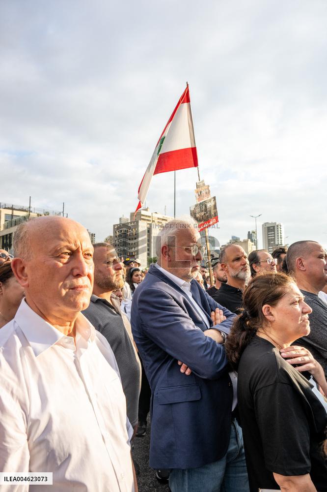 Protesters and Victims Families Mark 5th Anniversary of Port Blast - Beirut