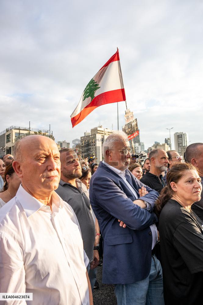 Protesters and Victims Families Mark 5th Anniversary of Port Blast - Beirut