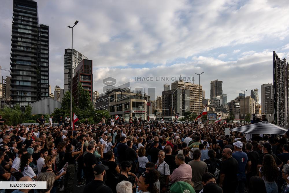 Protesters and Victims Families Mark 5th Anniversary of Port Blast - Beirut