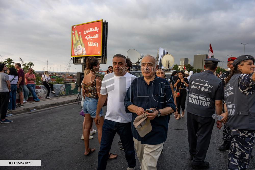 Protesters and Victims Families Mark 5th Anniversary of Port Blast - Beirut