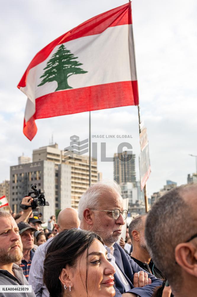 Protesters and Victims Families Mark 5th Anniversary of Port Blast - Beirut