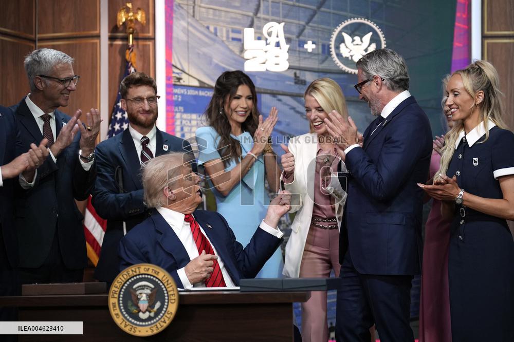 Donald Trump signs the Olympic Executive Order - Washington