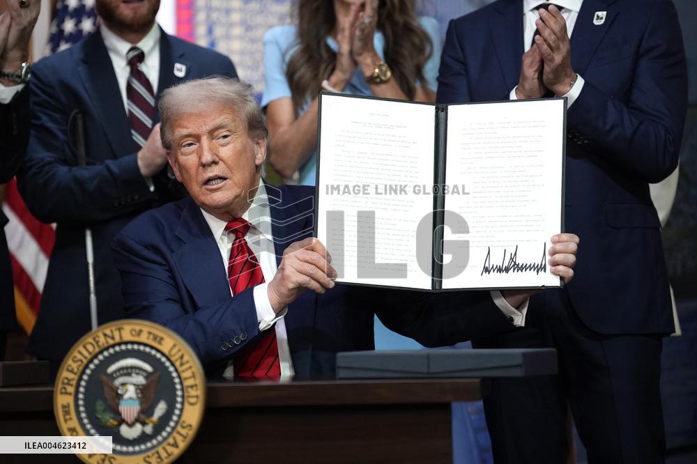 Donald Trump signs the Olympic Executive Order - Washington