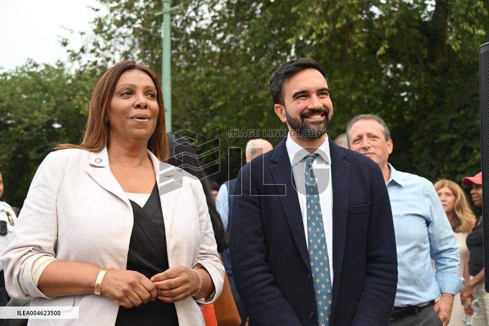 Mamdani at “National Night Out” in Brooklyn, NY