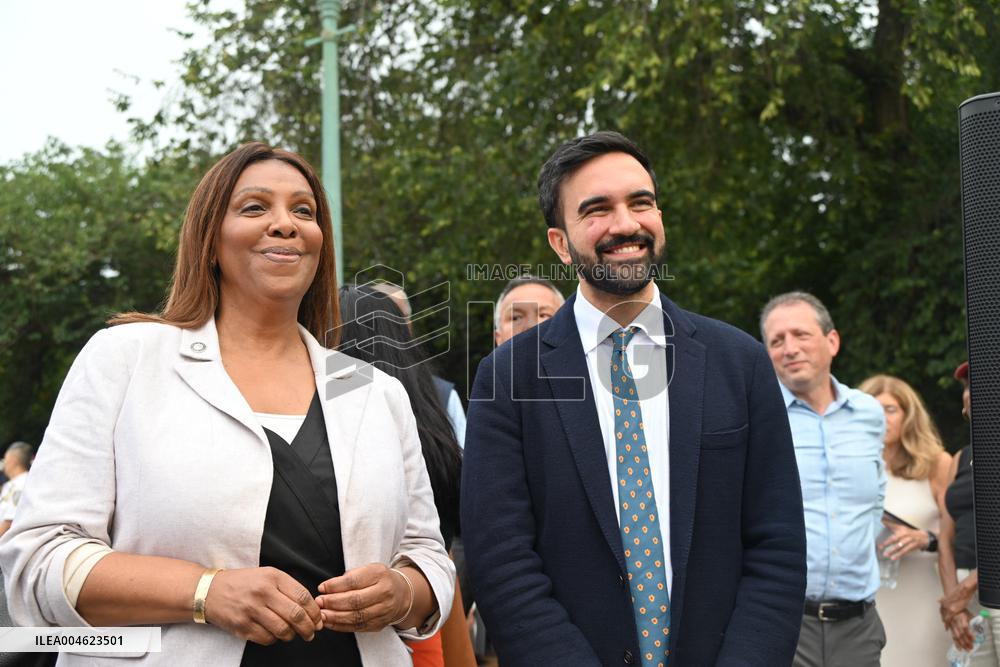 Mamdani at “National Night Out” in Brooklyn, NY