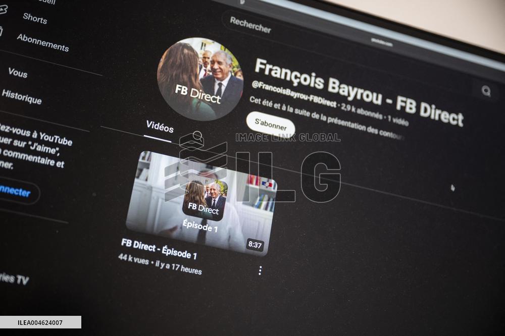 Illustration - Francois Bayrou Launches YouTube Channel 'FB Direct' - Paris