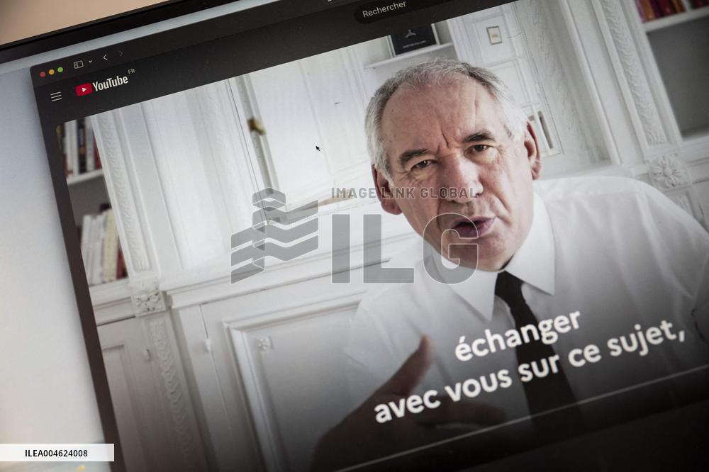 Illustration - Francois Bayrou Launches YouTube Channel 'FB Direct' - Paris