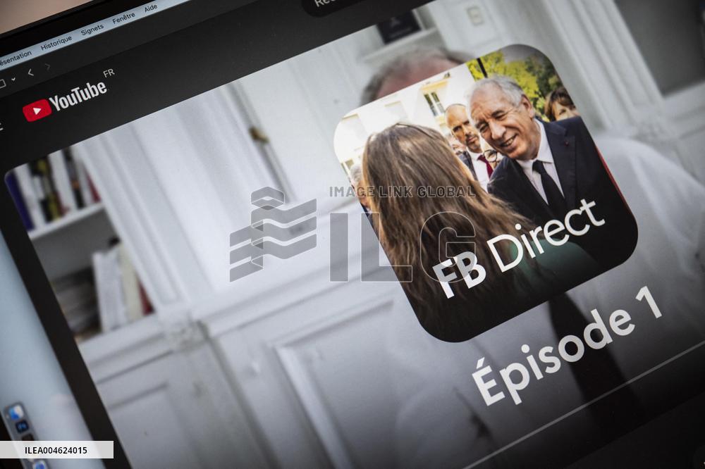 Illustration - Francois Bayrou Launches YouTube Channel 'FB Direct' - Paris