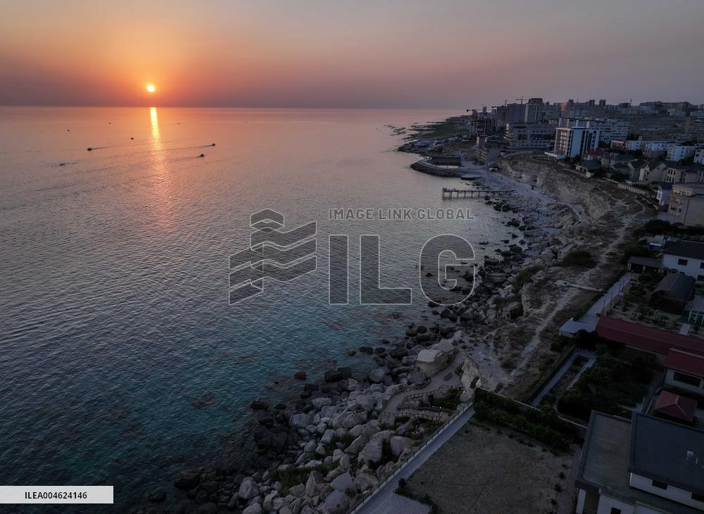 Sunset Over Caspian Sea in Aktau - Kazakhstan