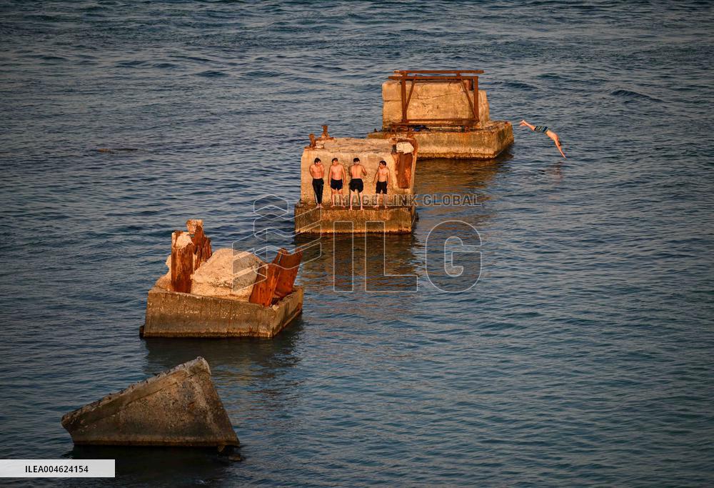 Sunset Over Caspian Sea in Aktau - Kazakhstan