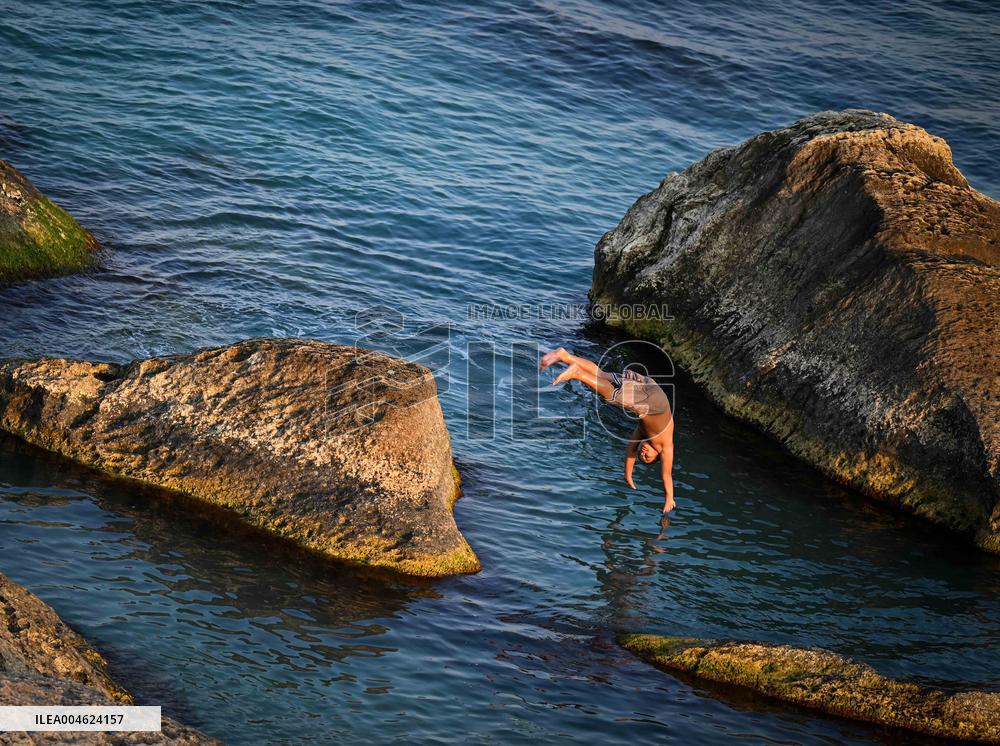Sunset Over Caspian Sea in Aktau - Kazakhstan