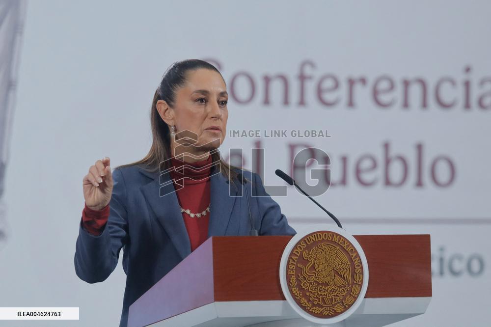 Mexican President Claudia Sheinbaum Holds Briefing Conference - Mexico