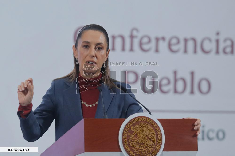 Mexican President Claudia Sheinbaum Holds Briefing Conference - Mexico