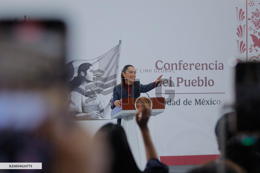 Mexican President Claudia Sheinbaum Holds Briefing Conference - Mexico