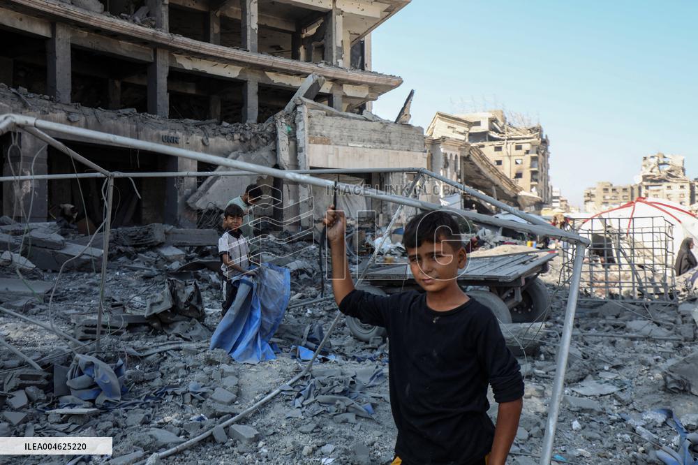 Damage After an Israeli Airstrike - Gaza