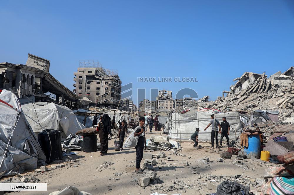Damage After an Israeli Airstrike - Gaza