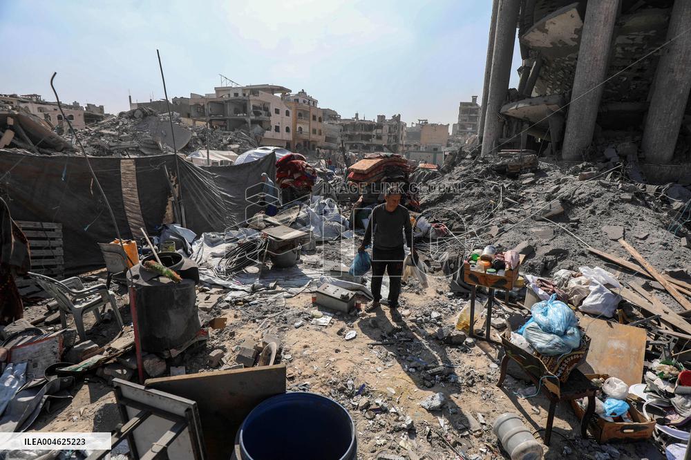 Damage After an Israeli Airstrike - Gaza