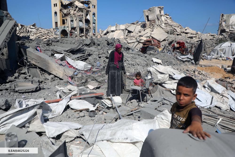 Damage After an Israeli Airstrike - Gaza