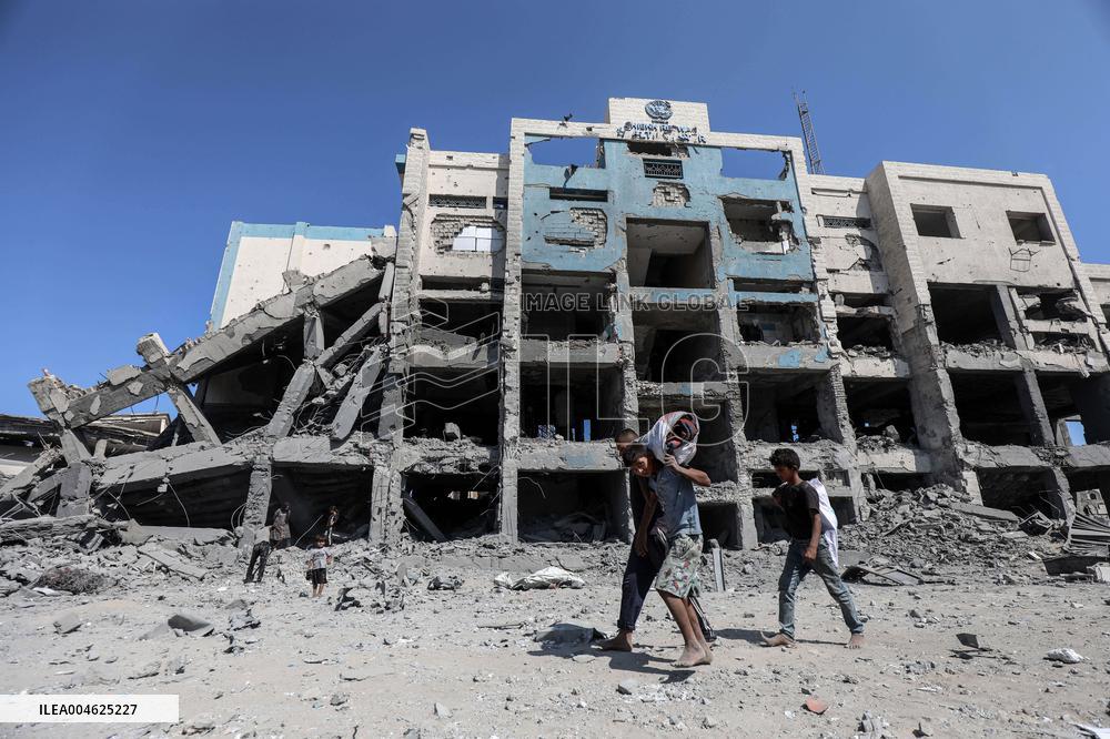 Damage After an Israeli Airstrike - Gaza