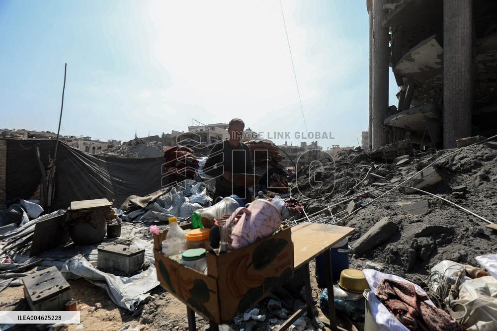 Damage After an Israeli Airstrike - Gaza