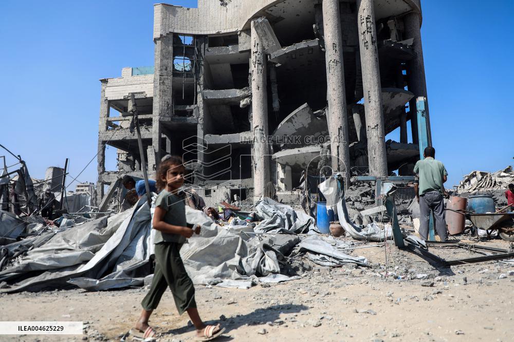 Damage After an Israeli Airstrike - Gaza
