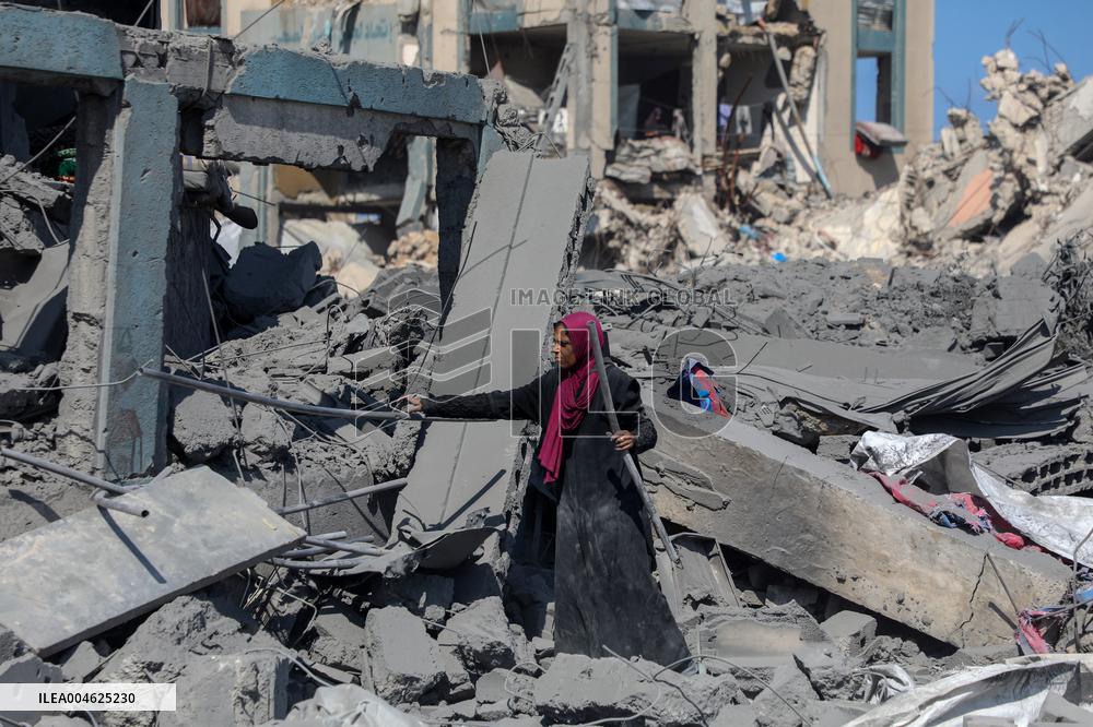 Damage After an Israeli Airstrike - Gaza
