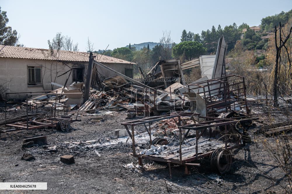 Aftermath of the huge fire in the Corbières Aude - France