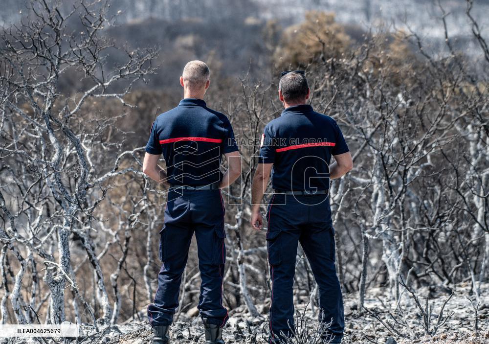 Aftermath of the huge fire in the Corbières Aude - France