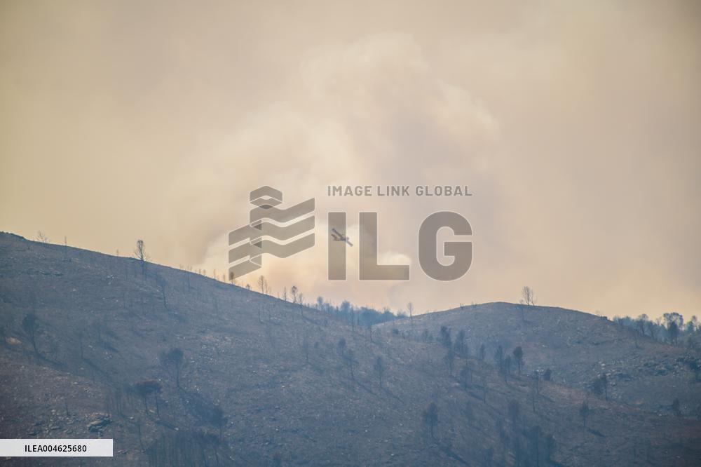 Aftermath of the huge fire in the Corbières Aude - France