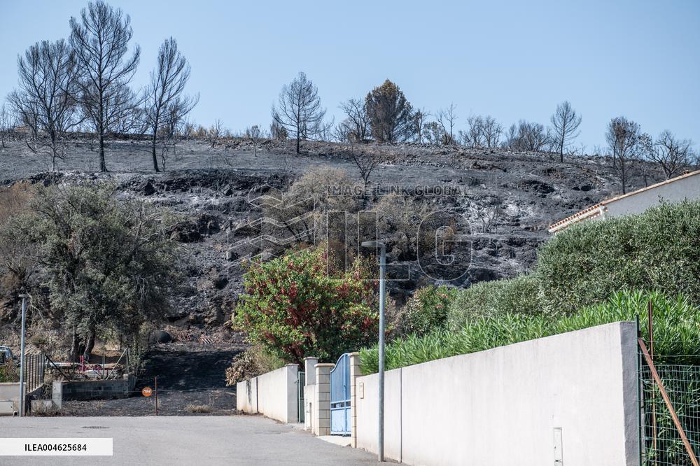 Aftermath of the huge fire in the Corbières Aude - France