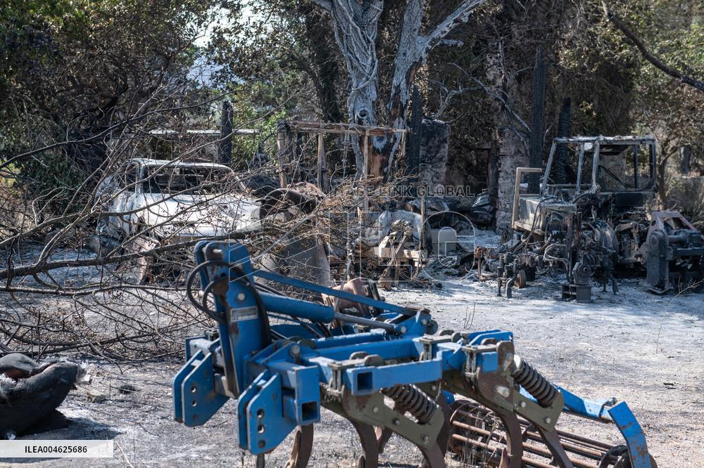 Aftermath of the huge fire in the Corbières Aude - France