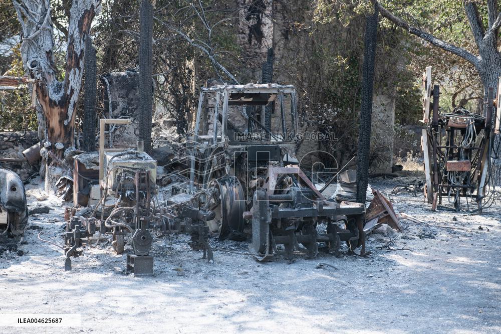 Aftermath of the huge fire in the Corbières Aude - France