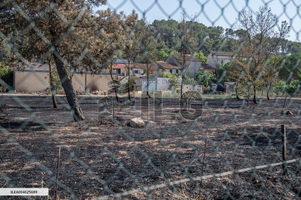 Aftermath of the huge fire in the Corbières Aude - France