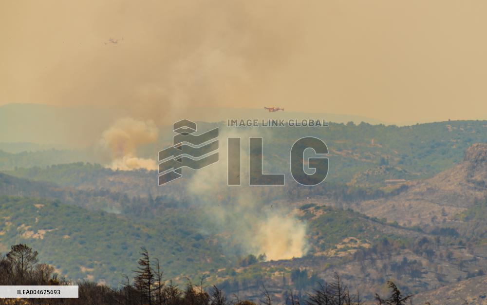Aftermath of the huge fire in the Corbières Aude - France