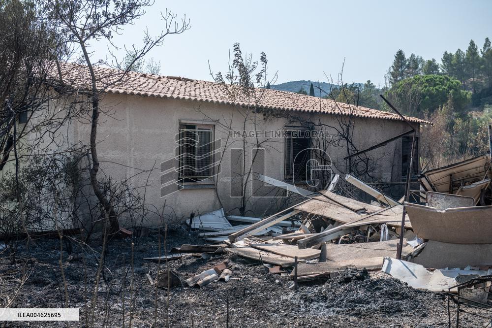 Aftermath of the huge fire in the Corbières Aude - France